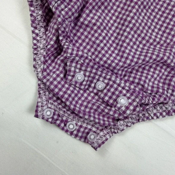 Unbranded Smocked Romper Baby 6-12M Purple Gingham Tiger Paw Print Kids EUC LSU - Picture 11 of 11